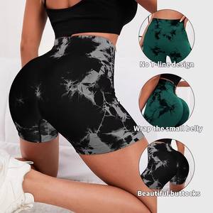 Shorts de sport pour femmes en gros, séchage rapide, pour la salle de sport, tie-dye, taille haute, effet fessier galbé, shorts de yoga - Product Image 1