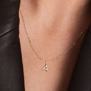 AP025 Bijoux de mode personnalisés DIY, pendentif en argent sterling 925 avec zircon, 26 lettres, pour collier, anniversaire de la mère - Product Image 3