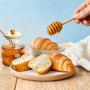 Pot à <span class=keywords><strong>miel</strong></span> en verre borosilicate de haute qualité, sans BPA, avec cuillère en <span class=keywords><strong>bois</strong></span> et couvercle, pour le stockage en cuisine - Product Image 4