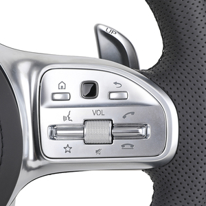 Volant personnalisé en cuir semi-synthétique et fibre de carbone pour Mercedes Benz Classe E W213 W212 W176 W221 W222 C292 <span class=keywords><strong>GLE</strong></span> W166 53 63 <span class=keywords><strong>E53</strong></span> <span class=keywords><strong>AMG</strong></span> - Product Image 4