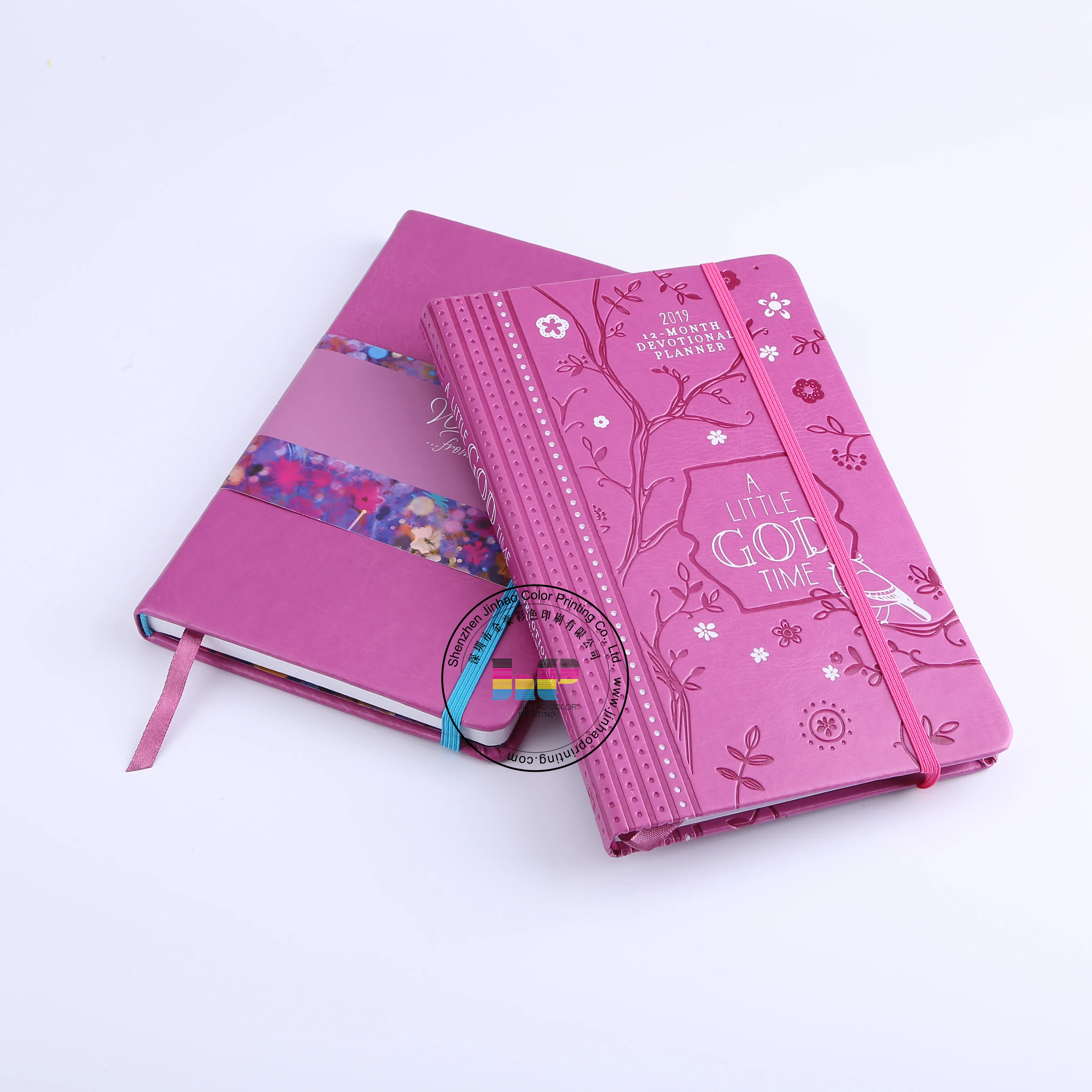 Custom PU Lederen Notebook Met Hot-Stamping Mooie Bloem Rose Coloring Notebook Printen