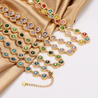 Kalung Rantai Tenis Mewah Lapis Emas 18K Anti Luntur dari Baja Tahan Karat, Bertabur CZ Warna-warni Model Halo untuk Wanita, Laris Manis