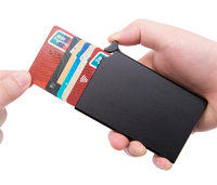 Dompet Kartu Aluminium Minimalis Tipis, Penahan Kartu Logam, Pembuka Kartu Aluminium, Penutup RFID, Pelindung Dompet