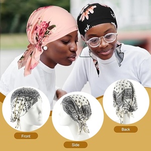 HZM-24023 vente en gros impression personnalisée conception <span class=keywords><strong>coton</strong></span> <span class=keywords><strong>Bandana</strong></span> tête porter pré-attaché <span class=keywords><strong>chimio</strong></span> tête enveloppement arabe Turban - Product Image 5