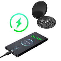Vente en gros d'ensemble de câbles de chargement rond portable 5 en 1 USB 60w câble de données kit de stockage boîte avec logo
