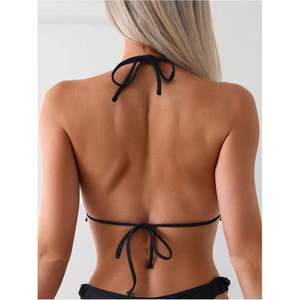 เสื้อชุดว่ายน้ำบิกินี่แบบผูกคอสำหรับผู้หญิง แต่งระบายทรงสามเหลี่ยม ผ้ายืดสแปนเด็กซ์ ไนลอน - Product Image 4