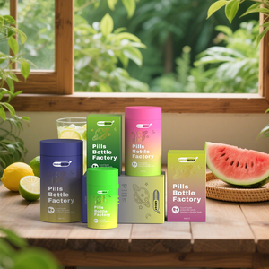 Frosted Gradient Color 120g 300g 500g Plastic Capsule Pill Jar Food Grade Medical Supplement Refillable Caspule Jar with Box