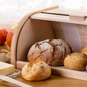 Contenitore per il Pane in Legno di Faggio 39x25x18 Cm con Coperchio Avvolgibile e Apertura Frontale - Product Image 6