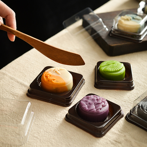 Boîtes à petits gâteaux de lune de 50g, fond transparent, emballage <span class=keywords><strong>individuel</strong></span> carré, mini boîtes en plastique pour gâteaux de lune - Product Image 2