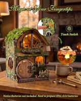 Hamaileon Creative Giftgreen Vine Cottage Kit de maison miniature en bois à construire soi-même, Kit de maison miniature forestière avec toit en mousse et éclairage