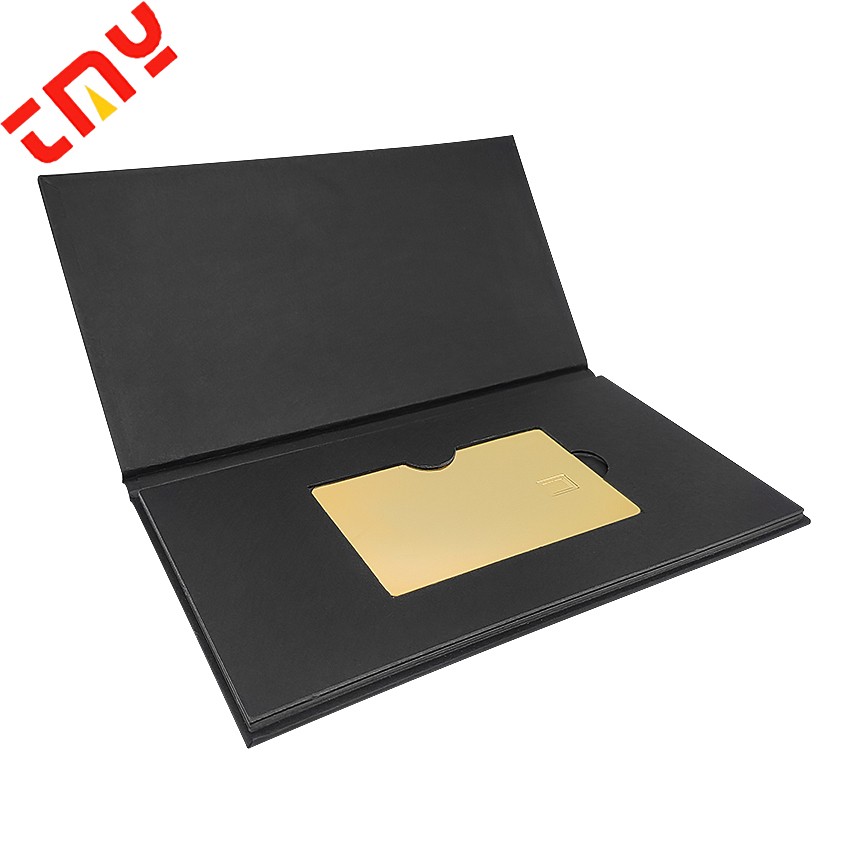 Custom High-end Cardboard Luxury Debit Card Visa Single Card Box Packaging Black Gift Vip Credit Business Card Boxes