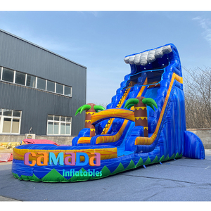 Scivolo d'Acqua Gonfiabile per Adulti 0,55mm Uso Commerciale Grande Scivolo d'Acqua Blu Marmorizzato Parco Acquatico - Product Image 3