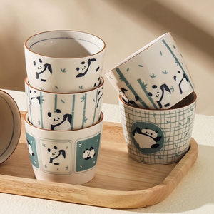 Cute Ceramic Panda Cup Household Porcelain <b>Tea</b> <b>Set</b> of 6 Cups with Wooden Tray - Product Image 6