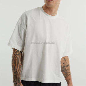 เสื้อยืดคอกลมผ้าฝ้าย 320 แกรม แบบเรียบง่าย สไตล์สตรีทแวร์ เสื้อยืดเปล่าสำหรับดีไซน์เนอร์ เสื้อยืดผู้ชายทรงโอเวอร์ไซส์ หนานุ่ม ทรงบ็อกซี่ ตัดสั้น - Product Image 4