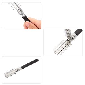 Vendita calda salone di bellezza coltelli taglio capelli doppio pettine in acciaio inox per parrucchieri porta rasoio - Product Image 4