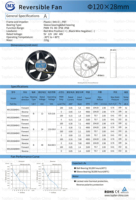Ventilateur à rotation réversible 120*28mm 12V 24V haute performance IP68 pour système de refroidissement VMC