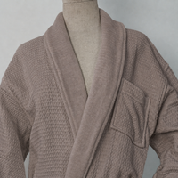 Peignoir gaufré en coton doux pour hôtel et spa, avec col châle, pour femme, ceinturé, commande en gros pour toutes les saisons