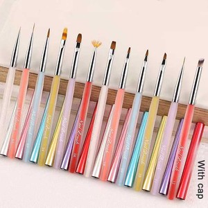 Ensemble de pinceaux pour nail art en gel avec manche en acrylique personnalisé, poils synthétiques, pour liner ondulé, ovale, French, éventail, Daisy, peinture, manucure et DIY - Product Image 2
