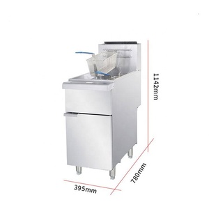 Freidora de Gas de acero inoxidable 304, 1 tanque, 2 cestas, sin aceite, freidora doble, freidora de Gas comercial con <span class=keywords><strong>propano</strong></span> - Product Image 1