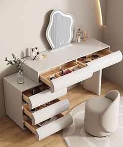 Tocador de madera superventas <span class=keywords><strong>con</strong></span> espejo y <span class=keywords><strong>luz</strong></span> LED de 3 colores, mesa de <span class=keywords><strong>maquillaje</strong></span> <span class=keywords><strong>para</strong></span> dormitorio, hogar u hotel - Product Image 6