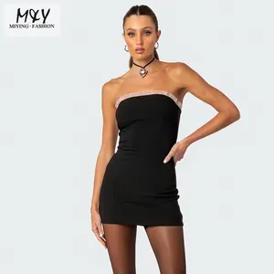 Fashion Street City Cotton High Elasticity Wrapped Chest Party Dress Off the Shoulder Mature Women's Sexy Mini Dress