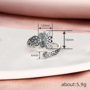 Anello Aperto con Farfalla in Rilievo Stile Bohémien per Donne, Gioiello Vintage Regolabile alla Moda - Product Image 4