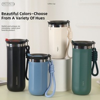 Gobelet isotherme portable en acier inoxydable personnalisé pour voyage en extérieur, corps lisse minimaliste, isolation sous vide, avec sangle de transport