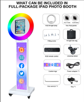 Envío Rápido desde Almacén en EE. UU., Soporte para iPad Photo Booth, Adhesivo con Logotipo Personalizado, con Anillo de Luz RGB, Photo Booth para Bodas y Eventos