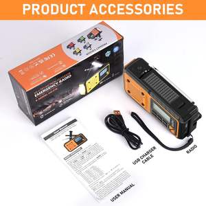 חירום יד <span class=keywords><strong>crank</strong></span> שמש. רדיו התראה מזג אוויר naa עם סוללת חשמל, אור פלאש, פנס, sos, מטען טלפון עבור חיצוני - Product Image 6