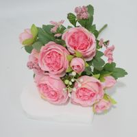 Centre de table de mariage de luxe en pivoines et roses artificielles, bouquet de fleurs en soie rose, décoration de salle de banquet, très réaliste