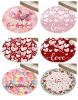 Happy Valentine's Day Area Rug Round Rugs Sweet Love Time Pink Collection Area Runner Circle Rug Carpets Décor