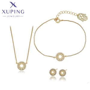 X000667890 xuping jewelry simple elegant earring necklace bracelet set elegant simple gift for women promotional set