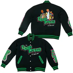 High Quality Men's Plus Size Baseball Jackets The Fresh Prince of Bel-Air Outdoor Sports Jackets Black