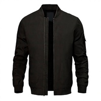 Blouson bomber noir pour homme, col montant, fermeture éclair, manches longues, vêtement d'extérieur décontracté pour l'automne