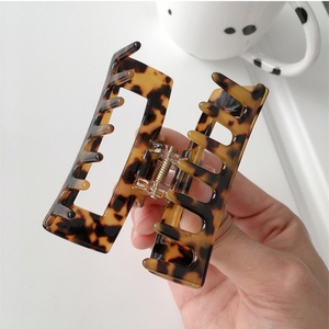 Customized 7.8cm Korea Elegant Mixed Color Cellulose Acetate Hair Grip Horse Tail Clip Square Hollow Hair Claw Clips - Product Image 6