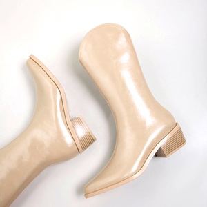 À la mode grande taille <span class=keywords><strong>Beige</strong></span> noir dames côté fermeture éclair <span class=keywords><strong>bottes</strong></span> gros bloc talon <span class=keywords><strong>mi</strong></span>-<span class=keywords><strong>mollet</strong></span> <span class=keywords><strong>bottes</strong></span> femmes chaussures - Product Image 5