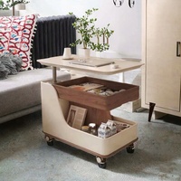 Table basse moderne mobile et extensible avec plateau relevable et structure métallique pour salon
