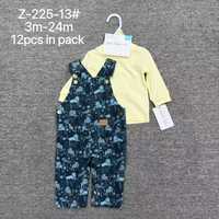Ensemble décontracté d'été pour bébé, 2 bodys à manches longues + shorts à taille élastique, 100% coton, tenue unisexe 3 pièces pour 3-9 mois