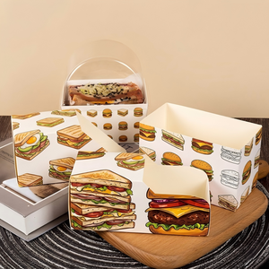 Scatola per Sandwich Personalizzata <span class=keywords><strong>con</strong></span> Stampa |   Confezioni Alimentari Monouso Quadrate per Sandwich, Patatine Fritte, Uova e Hamburger - Product Image 2