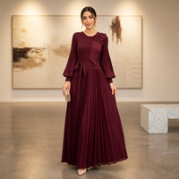 Robe longue élégante vintage pour femme, taille empire, unie, coupe trapèze, en tissu respirant, avec manches lanternes, volants et perles