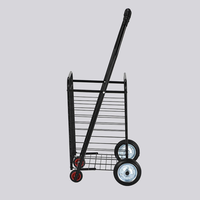 Chariot de camping pliable léger en acier grillagé avec quatre roues, pliable pour les outils et les courses