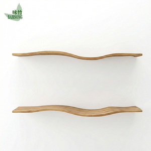 Étagères de rangement en bambou, étagère flottante ondulée, étagère murale décorative durable, étagère de rangement en bambou de style moderne du milieu du siècle pour la décoration de la maison - Product Image 1