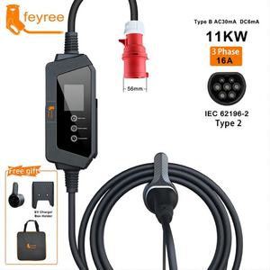 Chargeur de véhicule électrique portable Feyree Type 2 11 kW 16 A triphasé, borne de recharge EVSE avec câble de 5 m, prise CEE IEC62196-2, sortie 22 kW - Product Image 3