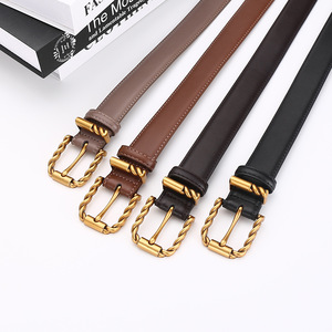 Cinturón de Cuero Genuino Tiyo para Mujer, Color Negro, Hebilla de Aleación, Ancho de 3.5 cm, Estilo Casual, Sólido y Duradero - Product Image 3