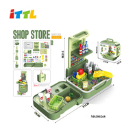 Jeu de cuisine de noël portable en plastique crème glacée nourriture dessert bricolage créatif crème glacée chariot jouet chariot ensemble