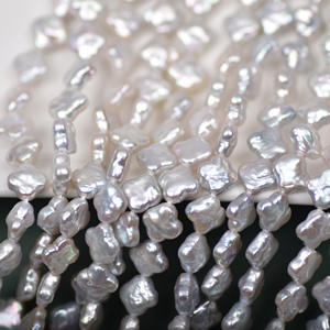 Perle d'eau douce naturelle en forme de trèfle, forte luminosité AAAAA, couleur argentée gris bleu brillante, forme baroque, perle DIY - Product Image 3