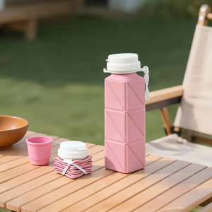 Tapa de Botella de Agua Plegable de Silicona Ecológica de Grado Alimenticio, Taza Deportiva Portátil Plegable, Apta para Lavavajillas y Microondas, para Exteriores - Product Image 6