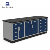 Table de travail de laboratoire portable sur mesure en acier avec armoire intégrée pour salle blanche scientifique