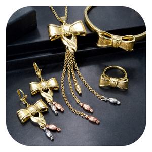 Joyería de Moda Dubái, Juego de Joyería de Novia con Lazo Chapado en Oro de 14k para Mujer - Product Image 2