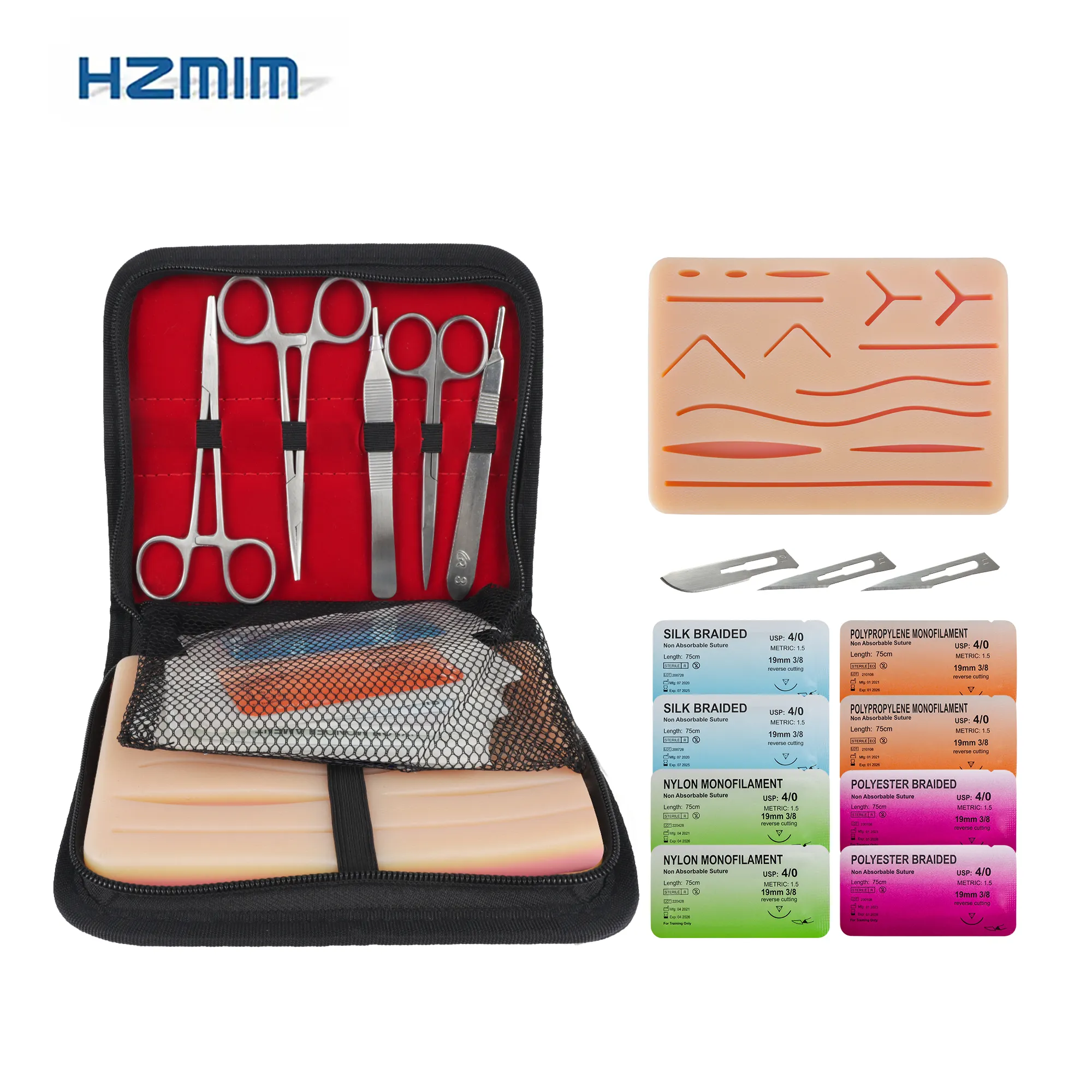 Kit de dissecção de aço inoxidável para estudantes de medicina, treinamento de sutura cirúrgica de anatomia, prática de sutura